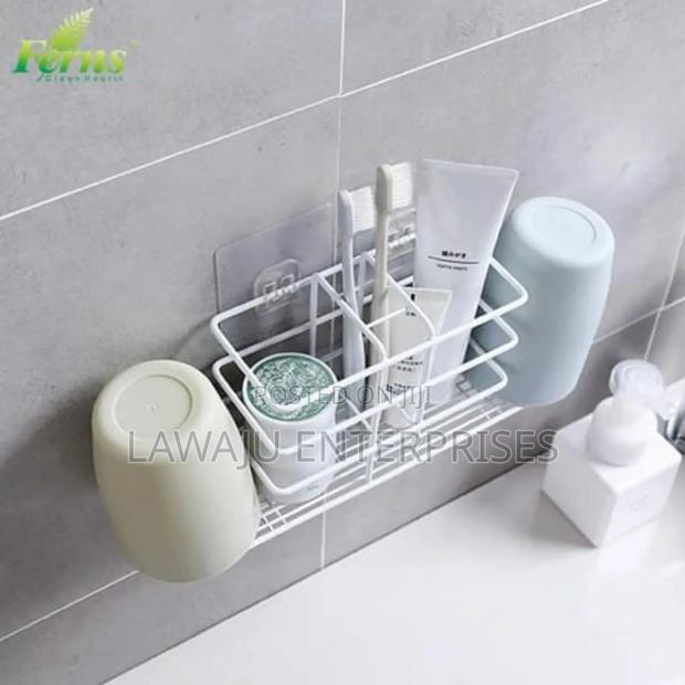 White Double Stainless Steel Toothbrush Holder