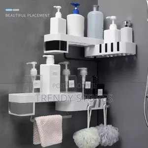 Grey Rotating Corner Bathroom Organizer