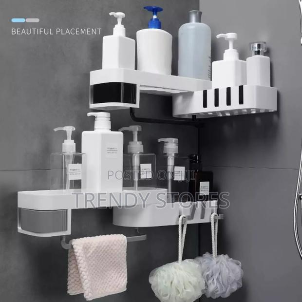 Grey Rotating Corner Bathroom Organizer