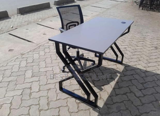 Black Mesh Chair With Metallic Table 1200mm - main view