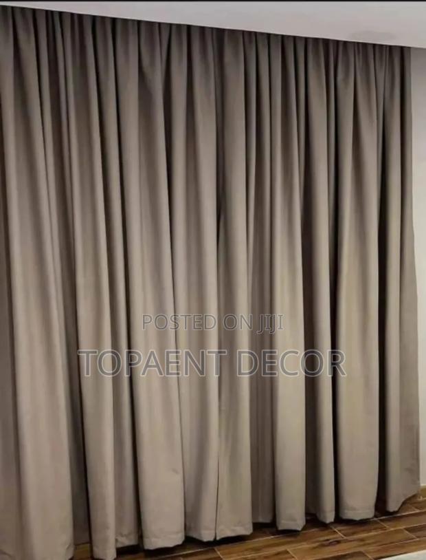 Elegant Brown Hooked Rail Curtains