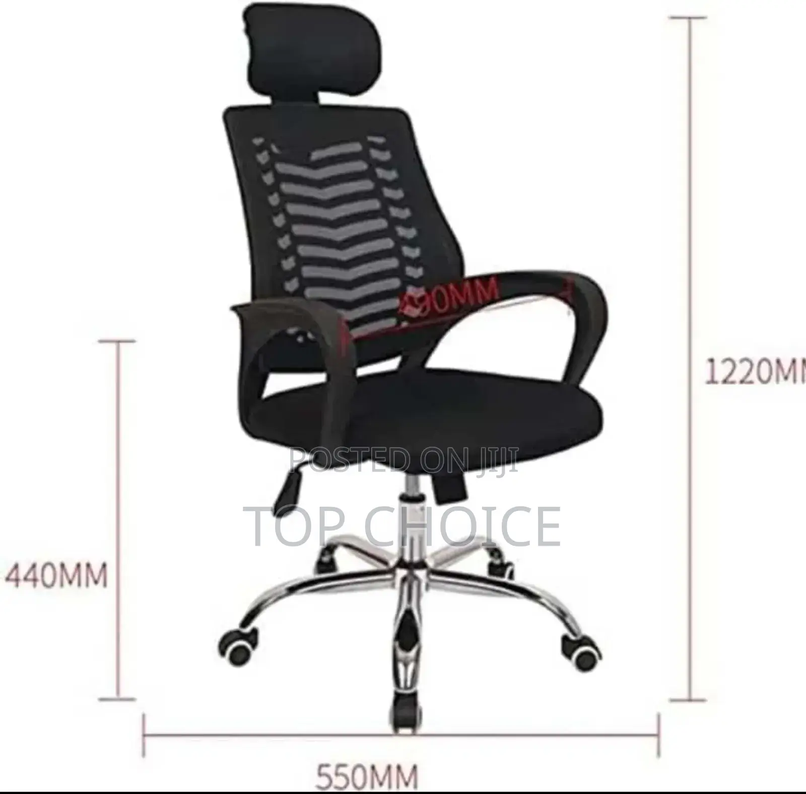 Adjustable Black With Headrest Chair