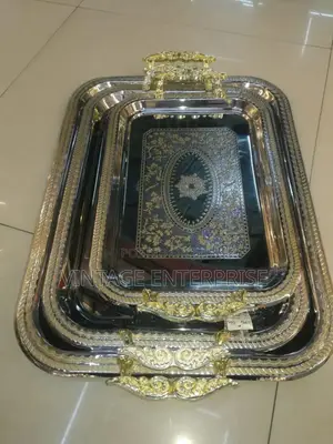 3pcs Heavy Tray Metallic Golden Print