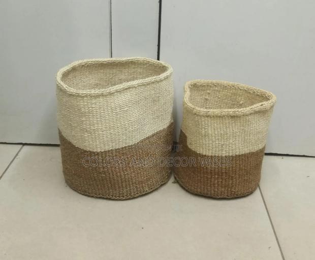 Half Brown and White Baskets Sisal