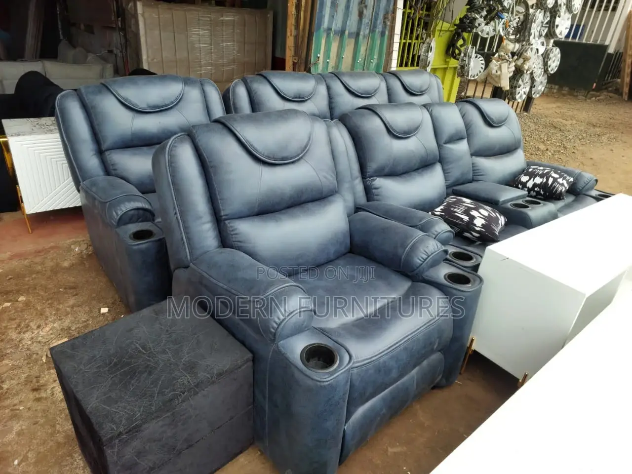 Dark Grey Sun-Recliner Sofa