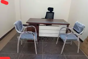 Executive Office Desk Set With Three Chairs