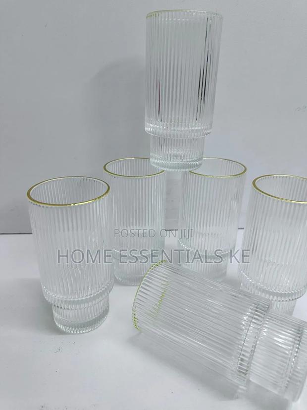 6pcs Long Glass With Gold Rim
333ml