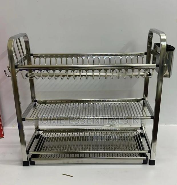 *HEAVY DUTY Kitchen 3 Tier Dish Rack -Aluminium - thumbnail 2