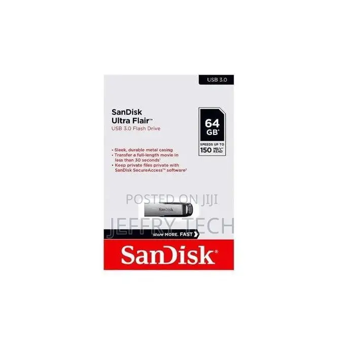 Sandisk 64gb Flash Drive Ultra Flair 3 0, 150mbps ,High Spee