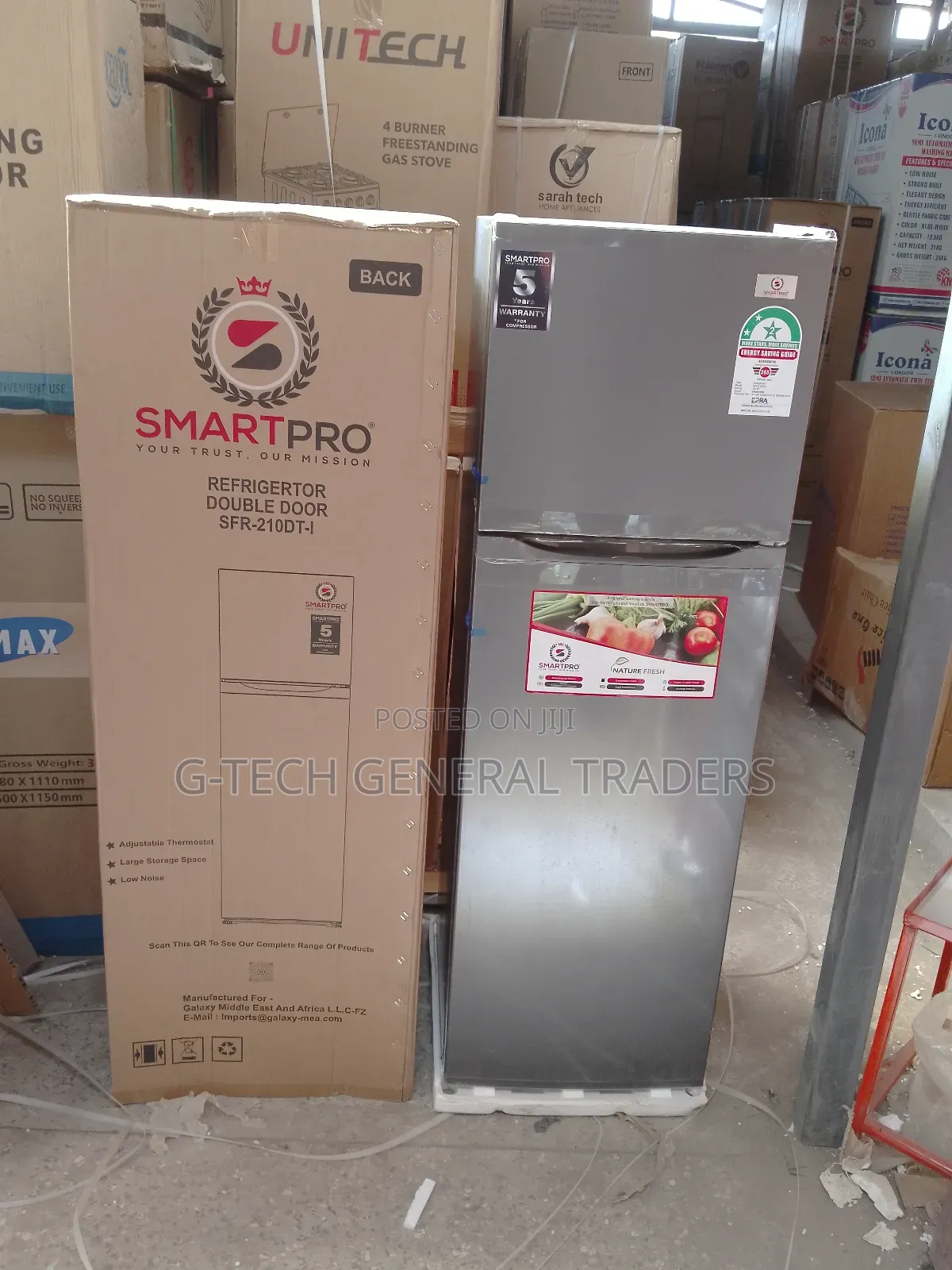 Smartpro Double Door Refrigerator-210l(5yrs Warranty)