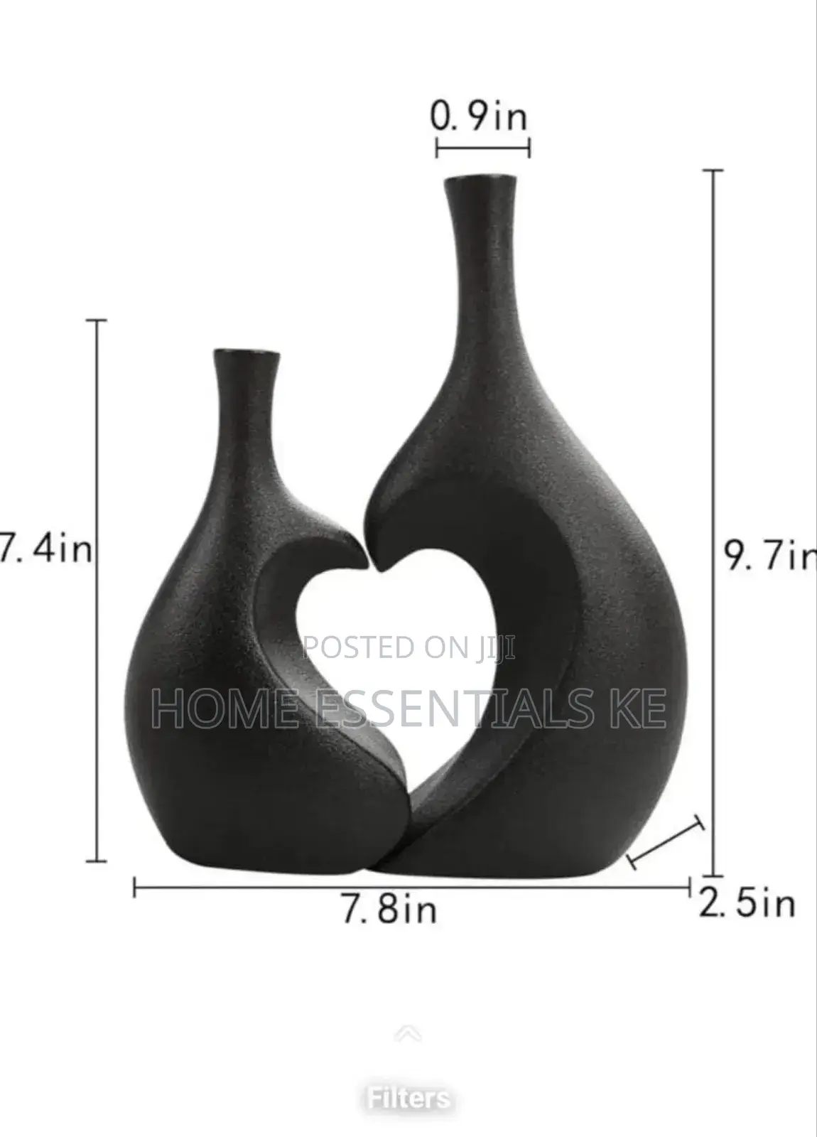 Decorative Ceramic Heart Shape Black