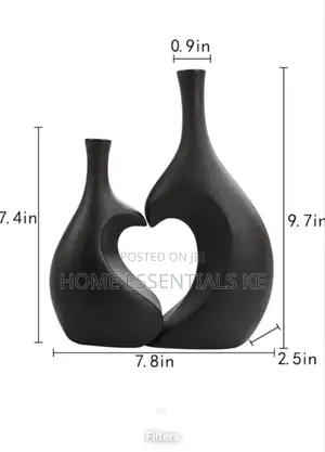 Decorative Ceramic Heart Shape Black