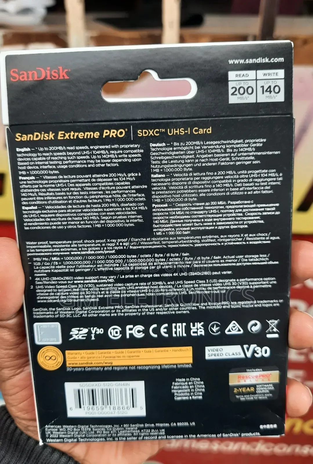 Original 512GB Extreme PRO UHS-I SDXC Memory Card