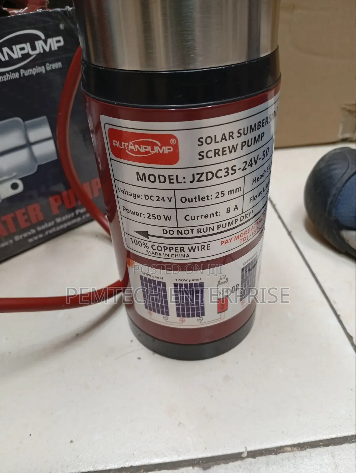 RUTANPUMP Submersible Water Pump 24V 50M Head 250W