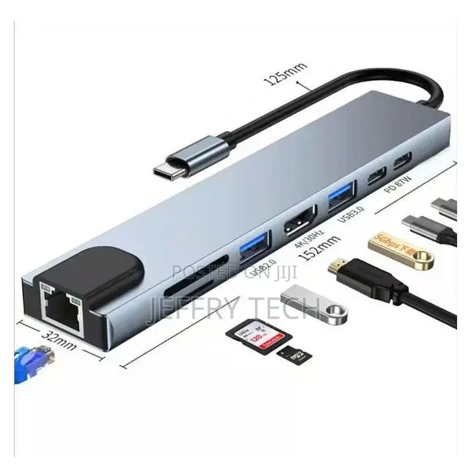 Ype C Extender 8 in 1 Usb Hub With Hdmi Lap Converter Usb C