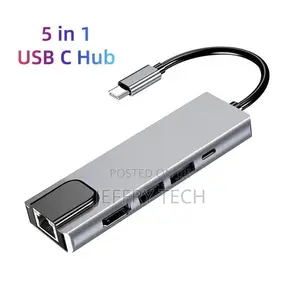 Usb C 5in1 Hub Type-C Thunder-Bolt3 to Usb3.0 HDTV 100mbp