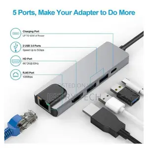 Usb C 5in1 Hub Type-C Thunder-Bolt3 to Usb3.0 HDTV 100mbp