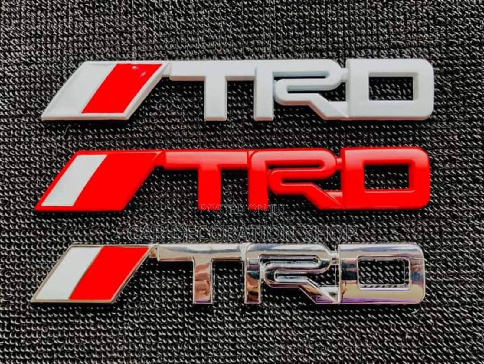 TRD Badges in White,Red,Chrome,Black Letters