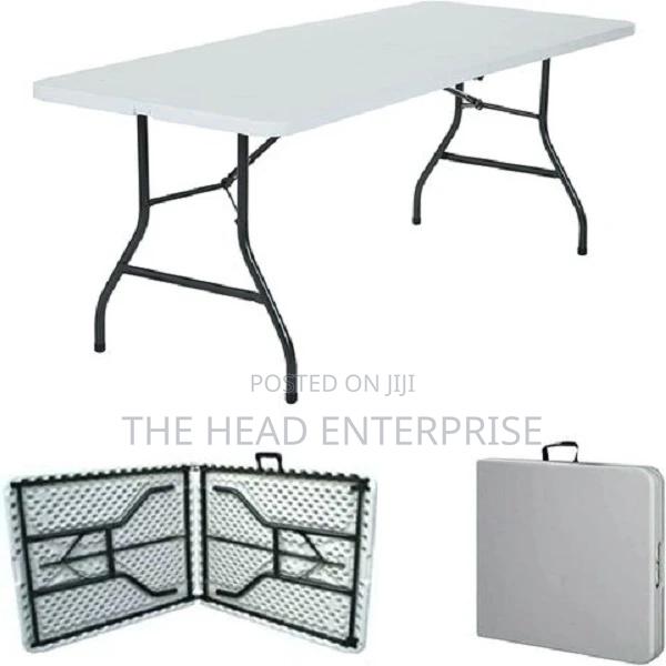 Portable and Foldable White Picnic Table - main view