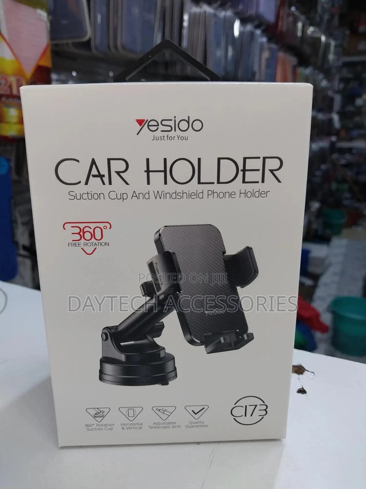 C173 Yesido Flat Carbon Fiber Texture Dashboard Phone Holder
