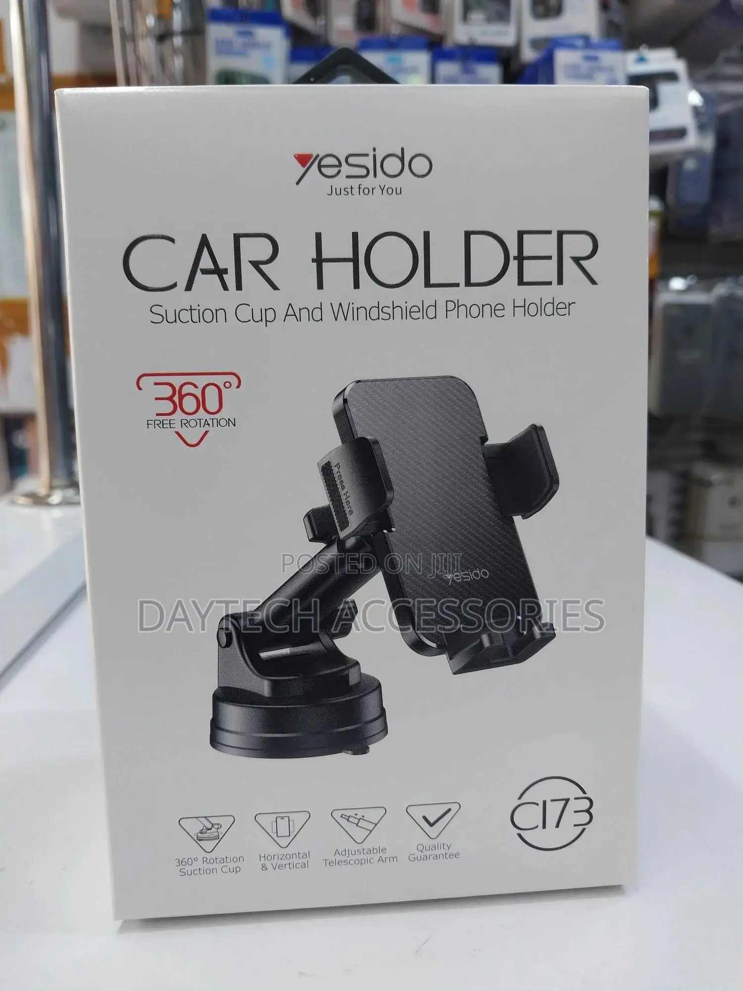 C173 Yesido Flat Carbon Fiber Texture Dashboard Phone Holder