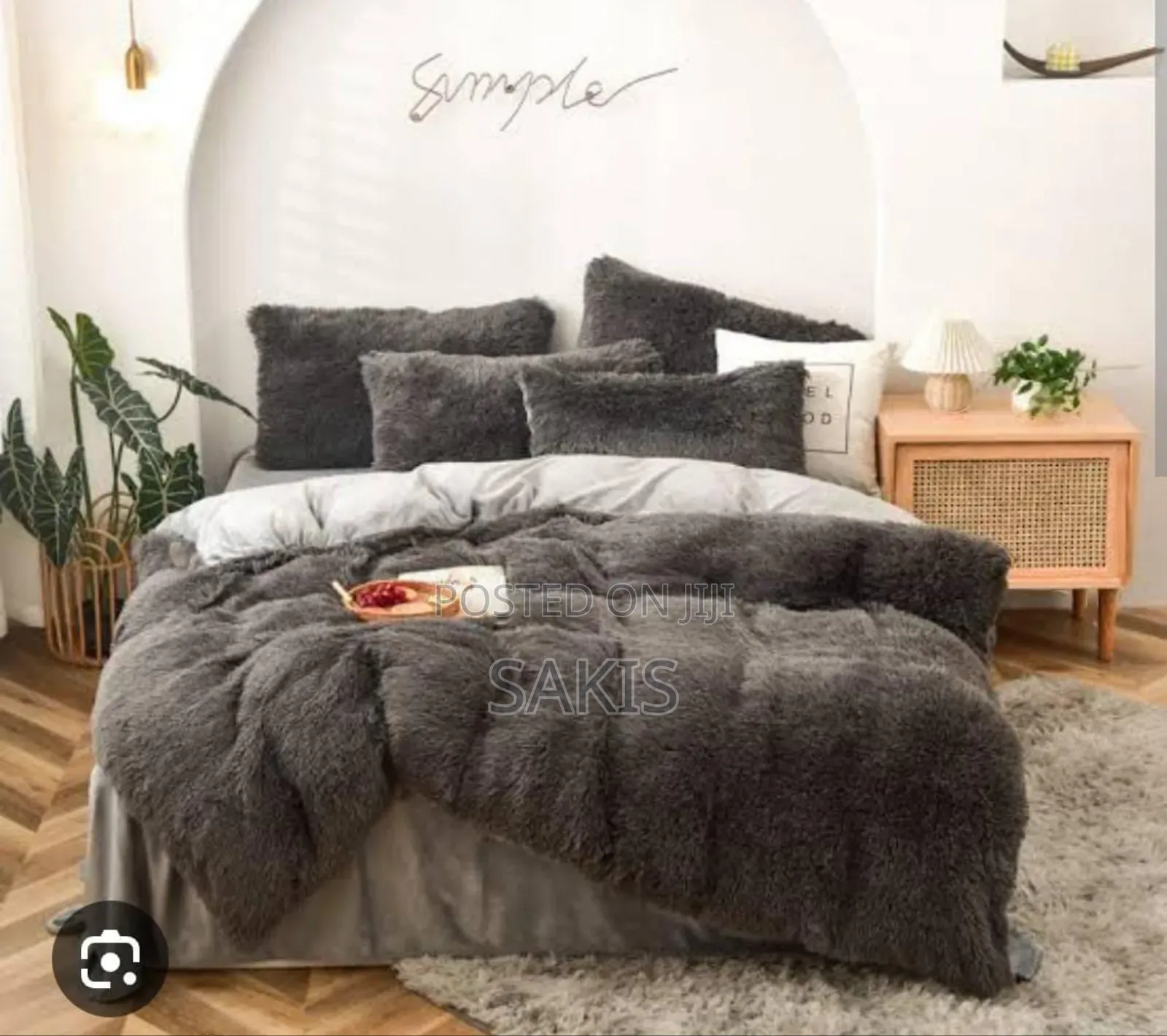 Gray Fluffy Duvets(1 + 1 + 4). Size 6ft X 7ft. Free Delivery