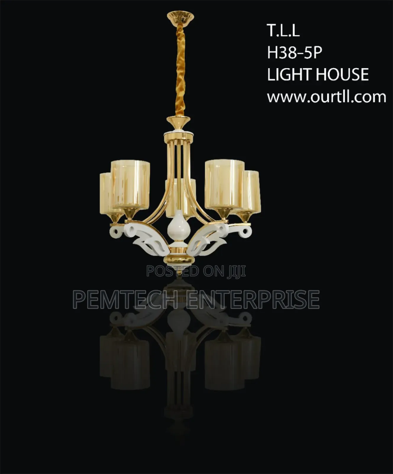 T.L.L H38-5p White and Gold Chandeliers