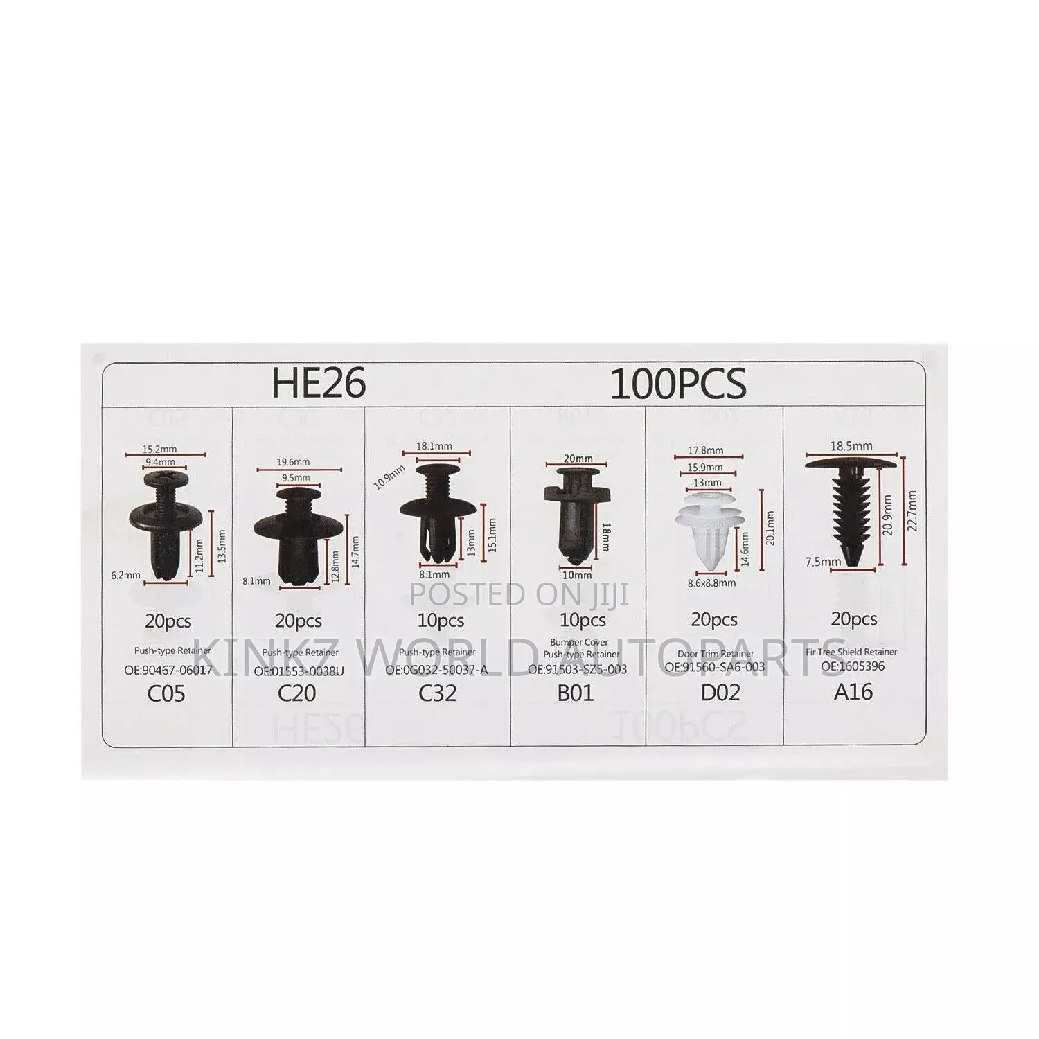 100PCS Car Body Plastic Auto Fasteners Push Trim Clips