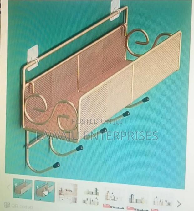 Golden Bathroom Rack With Hooks