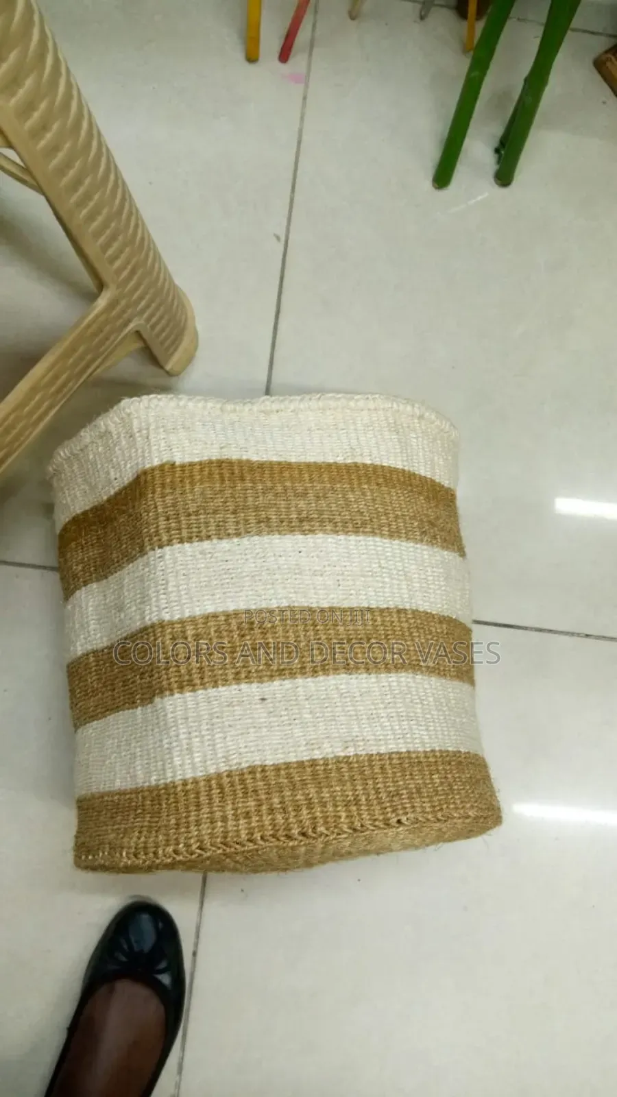 Stripped White and Brown 12 Inches