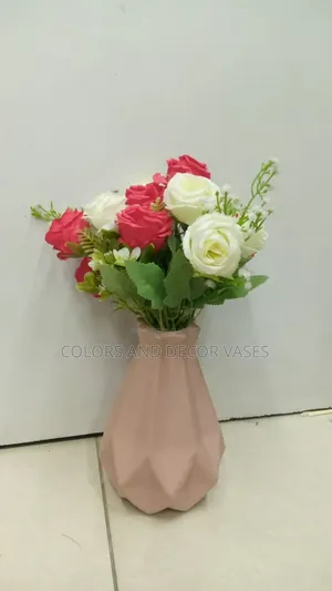 Flower Vase With Red and White Flowers