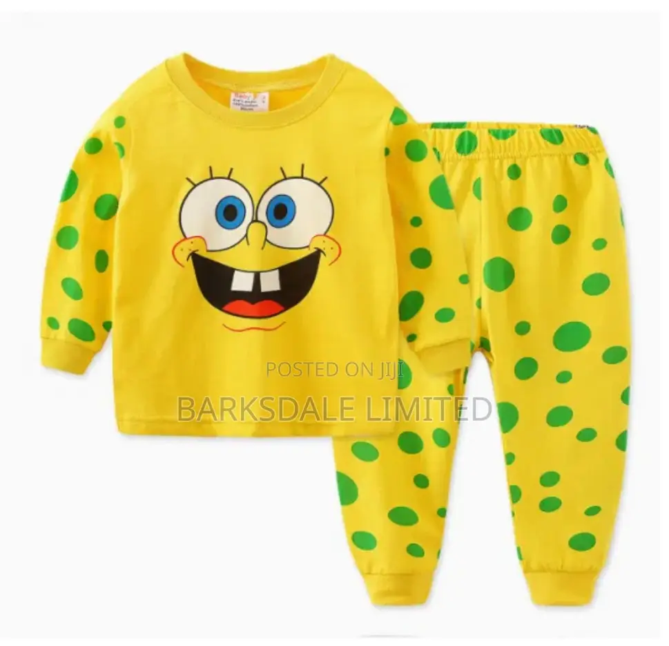 Kids Cartoon Pajamas Cotton 2 PCS Top T Shirt Bottom Trouser