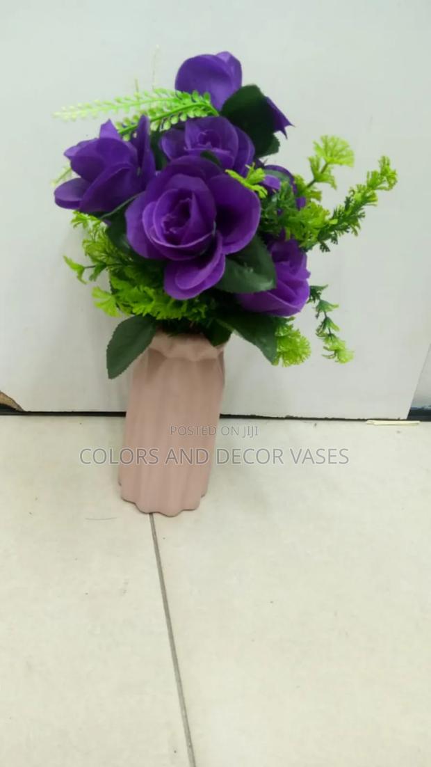 Purple Artificial Flowers With Vases - thumbnail 2