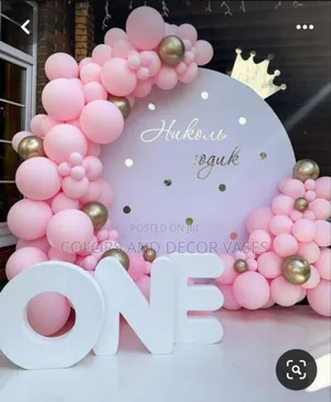 1 Year Old Baby Girl Balloons Backdrop