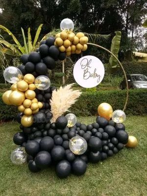 Gold and Black Baby Shower Balloons