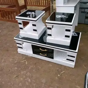 Modern Coffee Tables and 2 Stools Marble Top