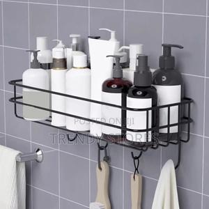 Black Bathroom Shelf With Hooks - thumbnail 2