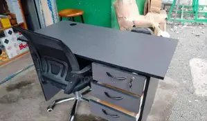 Gray Study Table and Mesh Chair