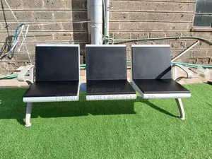 3-Link Heavy Duty Padded Office Reception Bench in Black