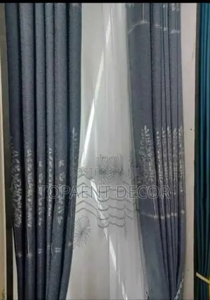 Grey Flowered Window Curtains and Sheers
