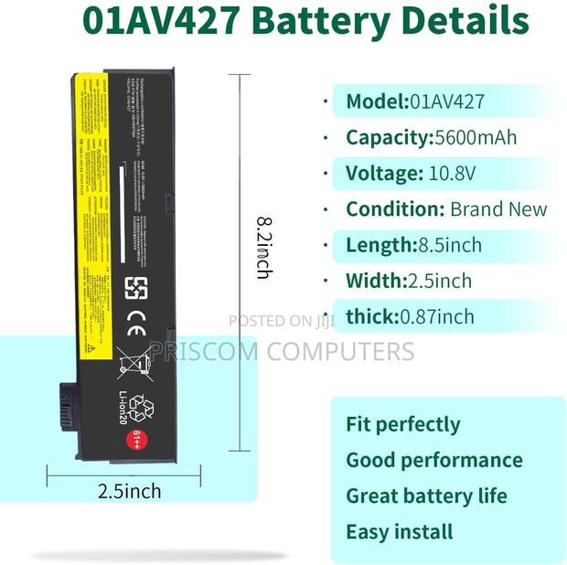 Laptop Battery for Lenovo Thinkpad T470 T480 01AV424 01AV452