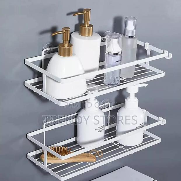 2PC White Rectangular Shower Caddy