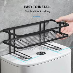 Self Adhesive Black Toilet Storage Rack - thumbnail 2