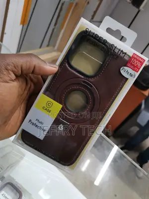 Magnetic Leather Case Stand iPhone 14 Pro Max Brown