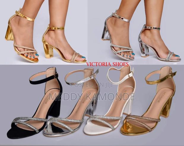 Gold Silver Chunky Heel - main view