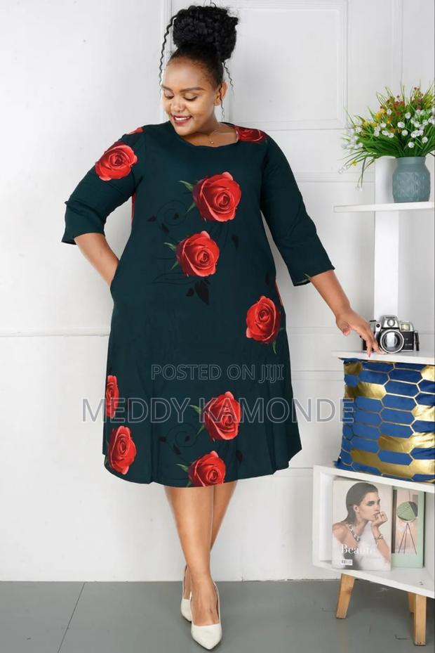 Green Shift Dress With Red Flowers