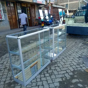 Aluminium Displays With Sliding Doors and Push Locks