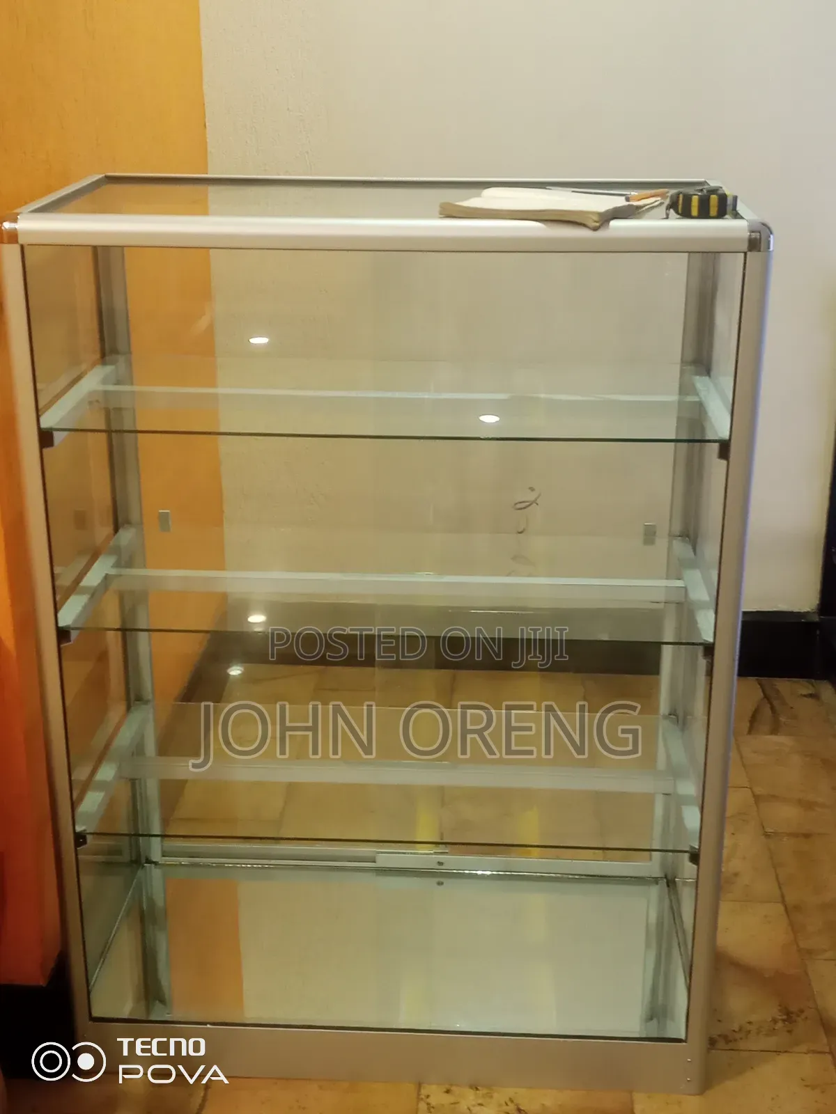 Aluminium Displays With Sliding Doors and Push Locks