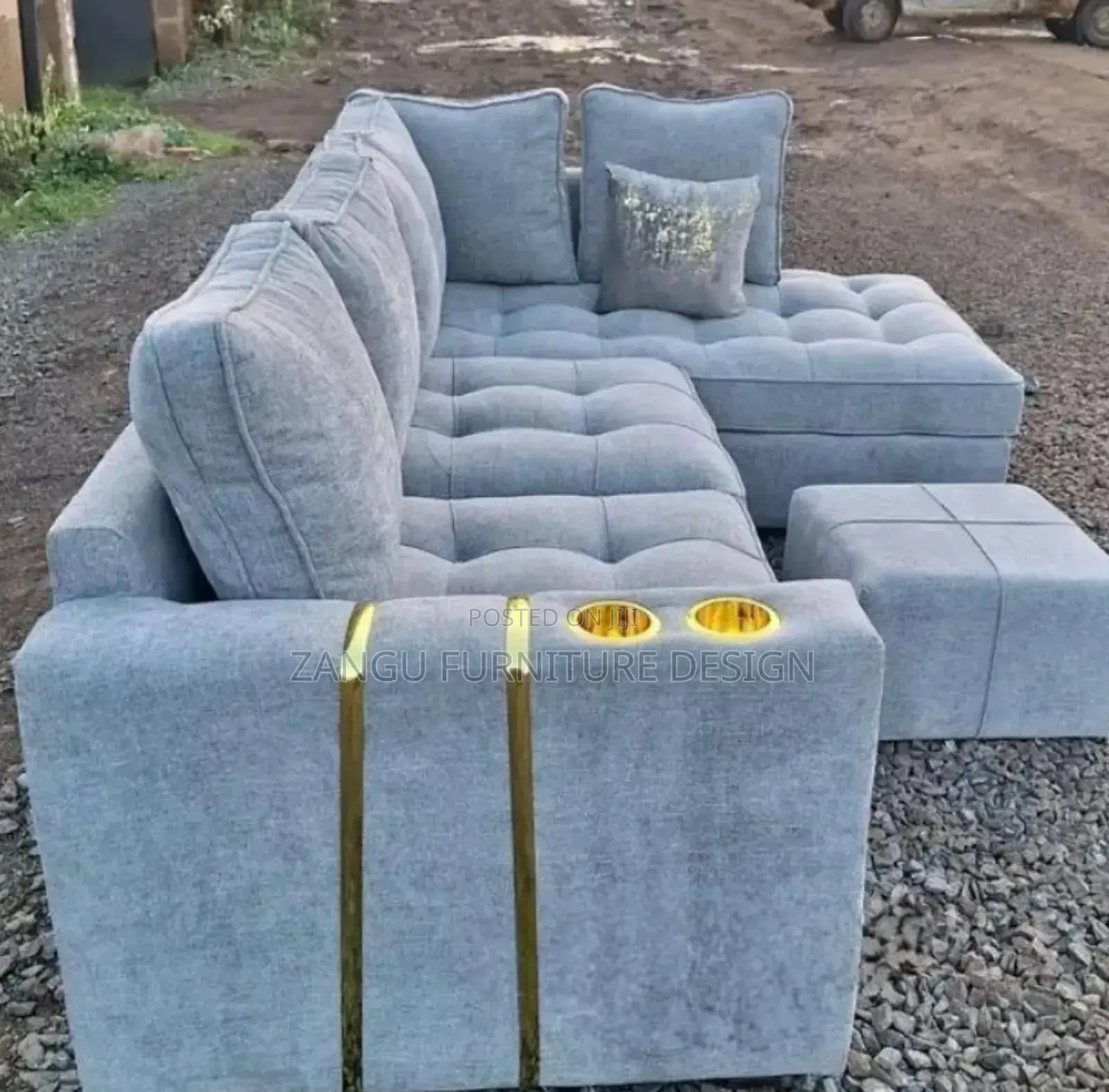 Corner Seats With Fiber and Spring Cushions
