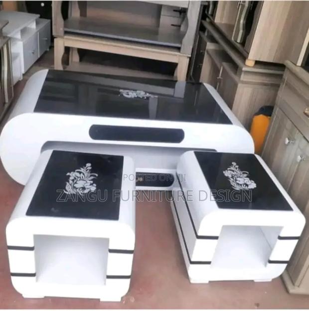 Modern Coffee Tables+2 Stools Marble Top - main view